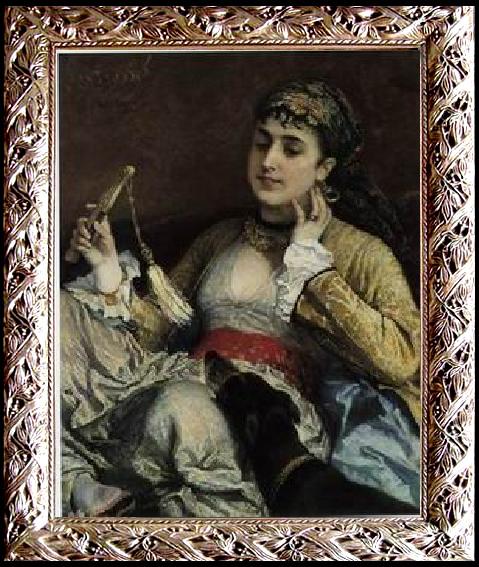 framed  unknow artist Arab or Arabic people and life. Orientalism oil paintings  231, Ta3151